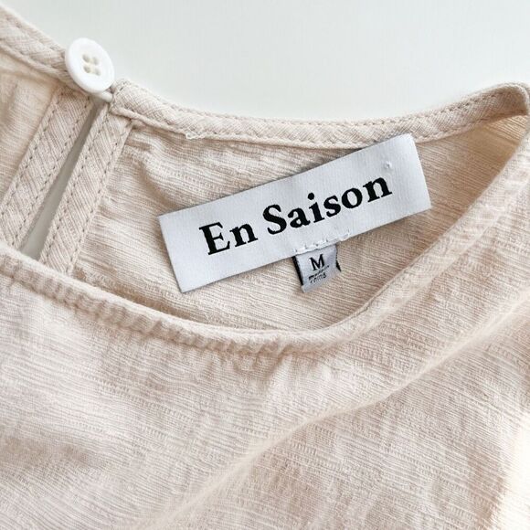 En Saison Viggo Sleeveless Tiered Mini Dress Womens Medium Beige Cotton Natural - Picture 15 of 16